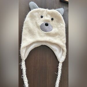 Cozy Cream Knit Bear Kids Hat